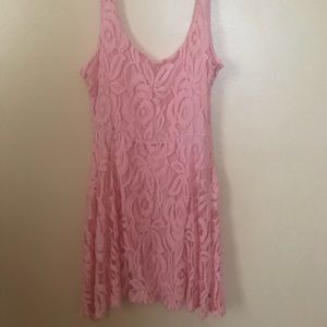 Pink lace casual dress